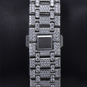 Montre à mouvement automatique de luxe entièrement sertie de diamants Moissanite VVS, cadran arabe fait main, verre de montre, bracelet Hip Hop, vente chaude - Product Image 6