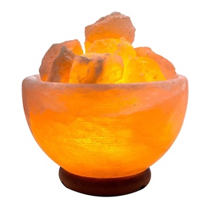 Lampe de sel de l'Himalaya IMPEX PAKISTAN, artisanat naturel écologique fait main, base en bois sculptée, logo personnalisé, décoration maison, Halloween, nouveauté - Product Image 1