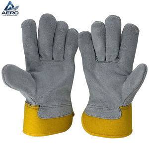 Guantes de Trabajo de Lona Amarilla Resistentes, Transpirables y Cómodos, con Cuero Dividido, de Última Moda, para Protección Industrial de las Manos - Product Image 2