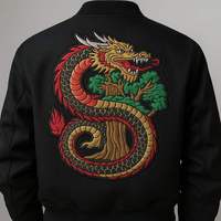 Patch Bordir Custom Langsung dari Pabrik, Bordir Naga Besar, Patch Chenille yang Dapat Disetrika