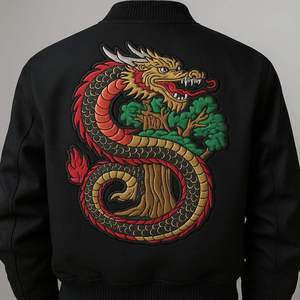 Patchs brodés personnalisés directement de l'usine, grands patchs en chenille brodés de dragons à thermocoller - Product Image 1