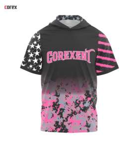 Custom Pink Short Sleeve Hoodie Sublimated Baseball <b>Hooded</b> <b>Shirt</b> Name Number Polyester/Cotton Breathable Regular Fit Unisex - Product Image 1