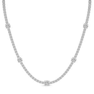 Collier chaîne tennis solitaire en or 10k/14k avec diamant de laboratoire taille brillant ronde, bijou au prix le plus bas - Product Image 1