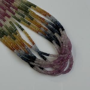 Cuentas facetadas de zafiro natural AAA, cuentas redondas de zafiro arcoíris, hilo de piedras preciosas para la fabricación de joyería, cuentas sueltas al por mayor. - Product Image 2