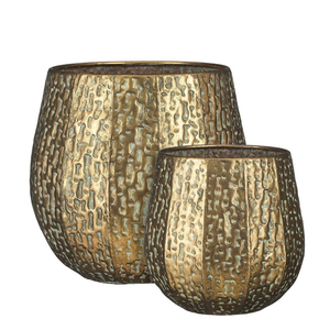 Maceta de latón vintage con diseño martillado, forma redonda, perfecta para decoración del hogar, jardín o exterior, color dorado, hecha a mano. - Product Image 6