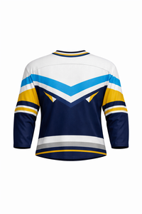 Men's <b>Ice</b> Hockey Jersey V-Neck Three Quarter Sleeve Striped Sublimated 100% Polyester Moisture Wicking Regular Fit Adult Apparel - Product Image 3