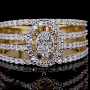 New Elegant Design Radiant Halo Oval Cut Cluster LabGrown Diamond <b>Ring</b> in Gold Diamond <b>Ring</b> for Women's from <b>Indian</b> Supplier. - Product Image 3