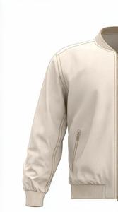Blouson bomber beige pour homme, col montant, fermeture éclair, vêtement d'automne décontracté - Product Image 4