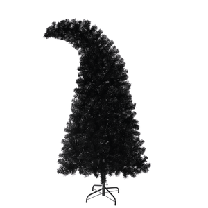 Albero di Natale LED Pre-Illuminato da 1,8 Metri, Forma Curva, Albero Artificiale Natalizio Fantasioso con 900 Punte Nere in Materiale PET - Product Image 2