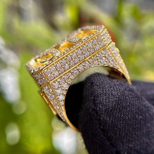 Luxury <b>Initial</b> Letter <b>Ring</b> 925 Silver Iced Out Square Signet <b>Ring</b> Cubic Zirconia Hip Hop Statement Jewelry Gift for Men Women - Product Image 5