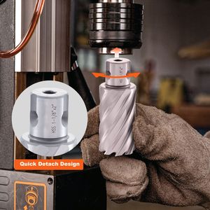 Set di 6 Frese Anulari con Gambo Universale in Acciaio M2AL ad Alta Velocità, Diametro di Taglio 1-2 Pollici, Profondità 2 Pollici per Trapani a Base Magnetica - Product Image 3