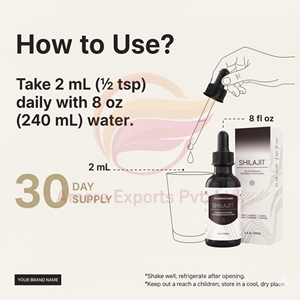 มีจำหน่ายสำหรับ OEM และการจัดหาแบบ B2B จำนวนมากจากผู้ผลิตที่ได้รับการรับรองมาตรฐาน GMP ผลิตภัณฑ์เสริมอาหารชิลลาจิตเหลวจากเทือกเขาหิมาลัยที่มีแร่ธาตุธรรมชาติ - Product Image 6