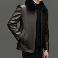 Manteau en cuir de marque haut de gamme pour homme, nouvelle collection hiver, épais et chaud, col montant, style business décontracté, avec motif lettres sur le devant