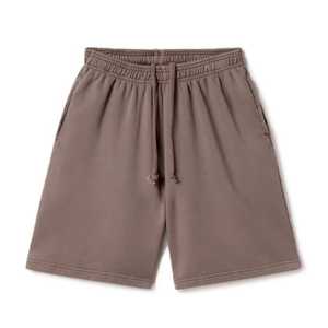 Shorts de sport décontractés pour hommes de qualité supérieure, respirants, couleur unie, broderie personnalisée sur le devant, marron, 100 % coton, taille mi-haute - Product Image 6
