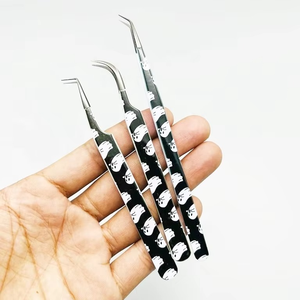 Pinzas de Acero Inoxidable Negras Nuevas al por Mayor con Punta Lisa Texturizada para Papel, Extensiones de Pestañas y Cuidado Personal - Product Image 2