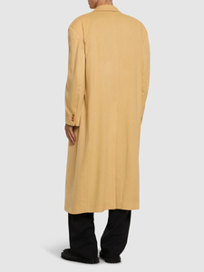 เสื้อโค้ทขนสัตว์ผู้ชายแบบยาว รุ่นใหม่ สำหรับฤดูใบไม้ร่วงและฤดูหนาว สีพื้น ทนความหนาวเย็น คอปกพับได้ ติดกระดุม สไตล์ลำลอง - Product Image 4