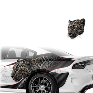 Autocollant en vinyle imperméable pour voiture, motif loup, lot de 2, design animal personnalisé, autocollant latéral pour la décoration de la carrosserie de la voiture - Product Image 1