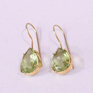 Pendientes Clásicos de Amatista Verde para Mujer, Chapados en Oro de 18K, Corte de Pera, Engaste de Garra, Joyería de Plata para Uso Diario - Product Image 3
