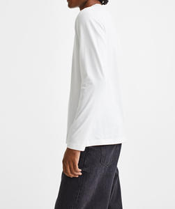 T-shirt homme à manches longues 100% coton, coupe oversize, grammage lourd 350 GSM, gris uni, respirant, épaules tombantes, style streetwear - Product Image 2