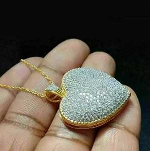 Pendentif Cœur Luxe Plaqué Or Argent Sterling Moissanite VVS 12 Carats Effet Diamant Bijoux Hip Hop Déclaration d'Amour - Product Image 4