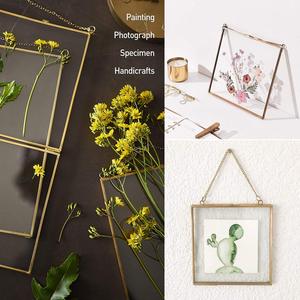 Home Decor Glass & Metal Hanging Picture <b>Frame</b> for <b>Wall</b> Decoration,with 2 Sides Hanging Chain Glass 7 Inches (Golden) Decorative - Product Image 6