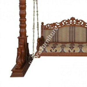 Columpio Colgante de Madera Maciza Hecho a Mano de Lujo con Respaldo de Ratán, Jhoola Interior Moderna y Minimalista - Product Image 5