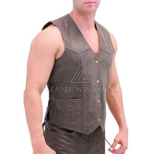 Dernier style de gilet en cuir pour homme, coupe-vent et respirant, vente en gros, gilet en cuir imperméable pour homme, best-seller en ligne - Product Image 2