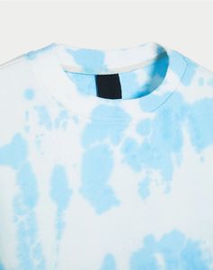 Camiseta de Moda para Hombre, Cómoda, con Estampado Tie-Dye Azul, 100% Algodón, Tejido de Punto, Manga Corta, Cuello Redondo, Estilo Urbano, Gráfico - Product Image 5