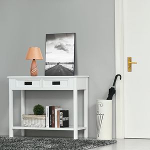 Consolle Moderna Bianca con 2 Cassetti Contenitori e Ripiano Aperto per Ingresso, Soggiorno o Camera da Letto - Per Uso Domestico o Commerciale - Product Image 2