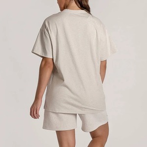 Ensemble de t-shirts deux pièces surdimensionnés en coton 100% de haute qualité pour hommes et femmes, épaules tombantes, poids lourd, séchage rapide, streetwear personnalisé pour l'été - Product Image 4