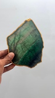 Fluorite Naturelle Multi-Colorée Non Façonnée, Plaquette Électroplaquée, Cristal Poli, Spécimen Minéral, Pierre Précieuse Décorative, Décoration d'Intérieur, Cadeau