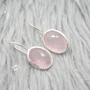 Elegant Natural Rose Quartz Gemstone 925 Sterling <b>Silver</b> Drop Earrings for <b>Women</b> Handmade Trendy Wedding Jewelry - Product Image 4