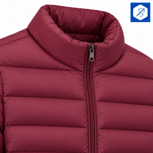 Chaqueta Acolchada Borgoña para Hombre, Cuello Alto, Cierre de Cremallera, Impermeable, Cortavientos, Abrigo Casual de Invierno, Corte Regular, Exterior de Poliéster - Product Image 3