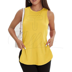 <b>High</b> Quality Breathable Casual Women's Summer Workout Yoga Tank <b>Tops</b> Sleeveless Front Logo - Product Image 5