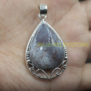 Pendentif Goutte d'Eau en Agate Rouge Naturelle, Argent Sterling 925, Fait Main, Filigrane Vintage, Bijou de Guérison en Cristal, Coffret Cadeau - Product Image 5