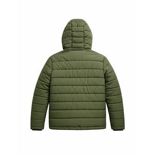 Chaqueta acolchada con capucha para hombre, color verde oliva, cálida para invierno, con cremallera, ligera, informal, para exteriores, con bolsillos con cremallera - Product Image 4