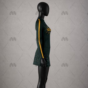 Ensemble d'uniformes de cheerleading personnalisés en polyester avec impression par transfert thermique, jupe à manches longues, broderie de strass, kit d'équipe pour filles - Product Image 4
