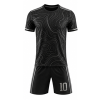 Ensemble uniforme de football classique noir avec maillot et short sublimés à motif marbré argenté