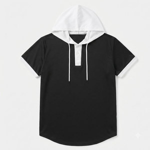 Realxation Fit Men's Short Sleeve Training <b>Hoodie</b> With Customizable Packaging <b>Lightweight</b> Eco Friendly Smart Fancy Look Gym Hood - Product Image 1