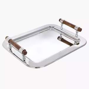 Blue Galaxy Design Decorative Serving Tray with Gold Handles Wooden <b>Coffee</b> <b>Table</b> Tray Modern Serving Platter Home Decor - Product Image 4