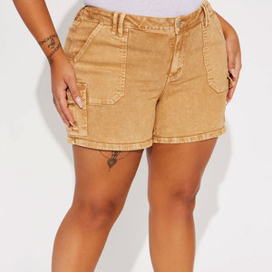 Shorts de Mezclilla para Mujer, Color Marrón, Sexy, Transpirables, con Bolsillos con Botones, Casuales, de Alta Calidad, de Pakistán, Servicio OEM - Product Image 4