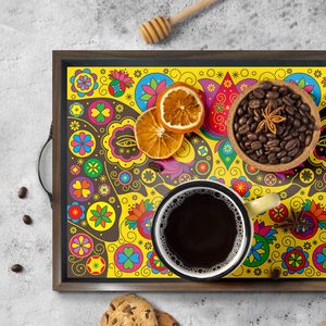 Elephant Design Wooden Serving <b>Tray</b> with Handle Rectangular Shaped <b>Large</b> Serving <b>Tray</b> for Decoration Home and Office Usage - Product Image 2