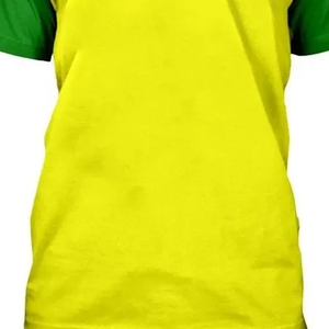 T-shirt personnalisé pour femme avec logo frontal, col contrastant vert-jaune, en coton respirant, lettres grecques personnalisées, vente en gros - Product Image 6