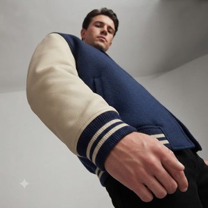 Chaqueta Casual de Béisbol para Hombre, Forro Polar, Cuello Camisero, Cierre de Botones, Chaqueta de Otoño Estilo Béisbol, Chaqueta Letterman Informal - Product Image 4