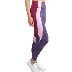 Leggings de yoga taille haute color block, longueur intégrale, sans coutures, avec surpiqûres contrastées, en Spandex et Nylon, extensibles dans les quatre sens - Product Image 1