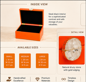 Luxury Orange Color Mirror <b>Glass</b> Decorative Storage Box Agate <b>Knob</b> Premium Jewelry Vanity Organizer Boxes Home Decor Lacquer - Product Image 6