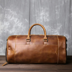 Men Genuine Leather Duffel Bag <b>30</b>-40L Zipper Hasp Closure Casual Travel <b>Backpack</b> with Interior Compartment - Product Image 3