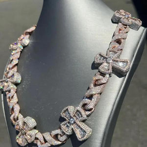 Colliers personnalisés de luxe pour rappeurs, avec pendentif croix pavé de diamants Moissanite VVS ronds, chaînes fines - Product Image 5