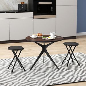 Set di 2 panche da patio rotonde da 18 pollici con maniglia e design pieghevole - Product Image 3