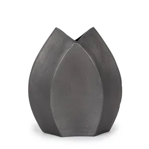 Contemporary Metal Tabletop <b>Vase</b> <b>Gold</b> and Gray Handmade Decorative Flower <b>Vase</b> for Interior Design - Product Image 4
